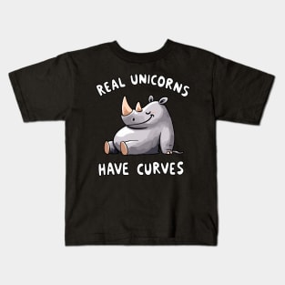 Real Unicorns have Curves Rhinocerus Kids T-Shirt